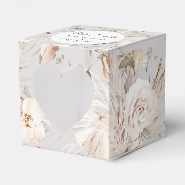 Watercolor botanical floral personalised wedding favour box (Front Side)