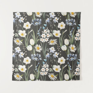Watercolor botanical, floral spring pattern. tapestry