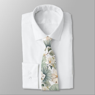 Watercolor Botanical Floral Tie