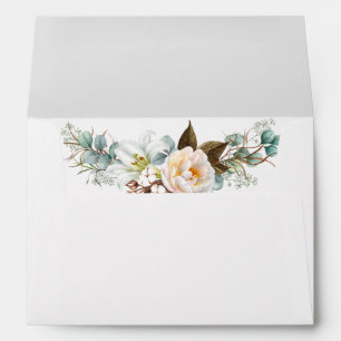 Watercolor Botanical Floral Wedding White Envelope