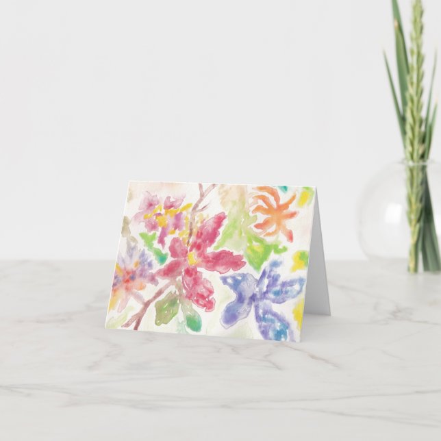 Watercolor Botanical Flowers Garden Bloom Blank Thank You Card (Front)