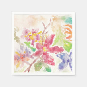 Watercolor Botanical Flowers Garden Bloom Charming Napkin