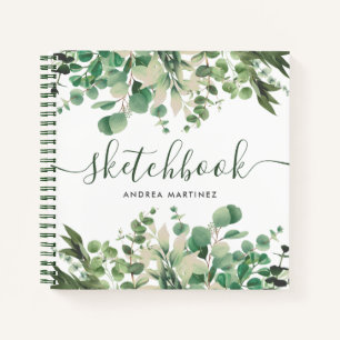 Watercolor Botanical Foliage Greenery Sketchbook Notebook