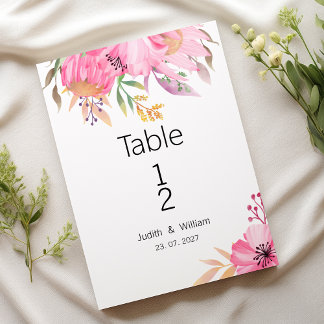 Watercolor botanical garden floral Table Numbers