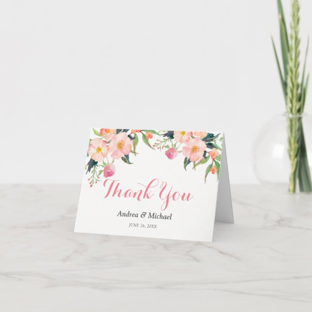 Watercolor Botanical Garden Floral Thank You (Front)