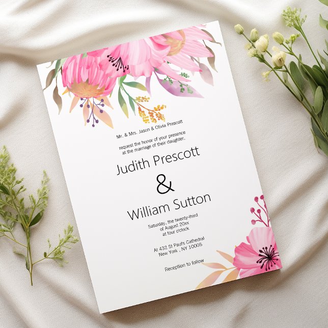 Watercolor botanical garden floral Wedding Invitation (Watercolor botanical garden floral Wedding )
