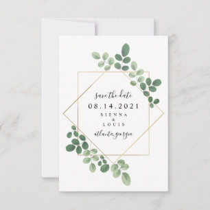 Watercolor Botanical Geometric Save The Date