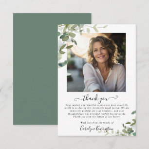 Watercolor Botanical Green Funeral Thank You Card