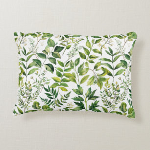 Watercolor Botanical Green leaves  Decorative Cushion
