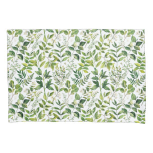 Watercolor Botanical Green leaves  Pillowcase