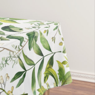 Watercolor Botanical Green leaves Tablecloth