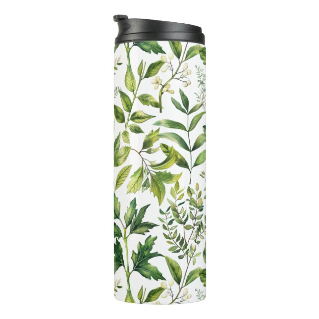 Watercolor Botanical Green leaves  Thermal Tumbler (Rotated Right)