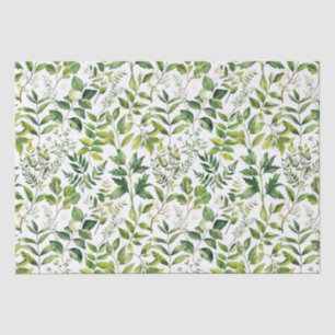 Watercolor Botanical Green leaves Tissue Paper