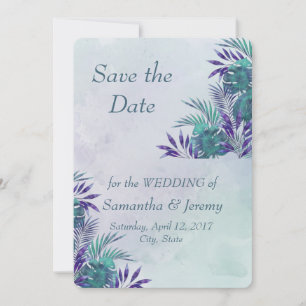 Watercolor Botanical Green Tropical Save the Date