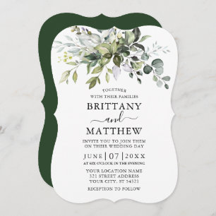 Watercolor Botanical Greenery Bracket Wedding Invitation