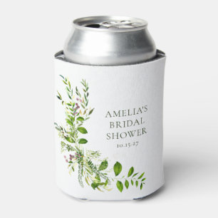 Watercolor Botanical Greenery Custom Bridal Shower Can Cooler