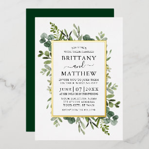 Watercolor Botanical Greenery Emerald Green Gold