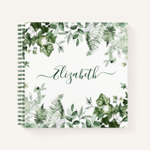 Watercolor Botanical Greenery Ivy Sage Ferns Notebook