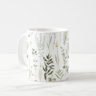 Watercolor Botanical Greenery Pattern Coffee Mug