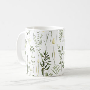 Watercolor Botanical Greenery Pattern Coffee Mug