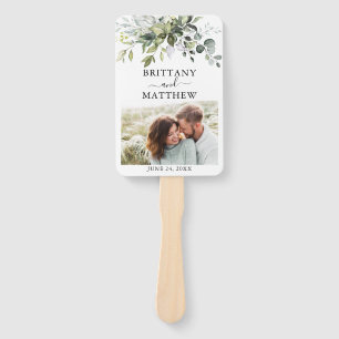 Watercolor Botanical Greenery Photo Wedding Hand Fan