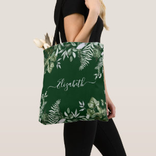 Watercolor Botanical Greenery Sage Ferns Ivy Green Tote Bag