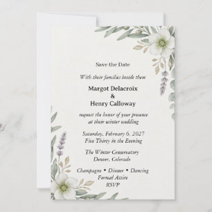 Watercolor Botanical Greenery Save the Date Invita Invitation
