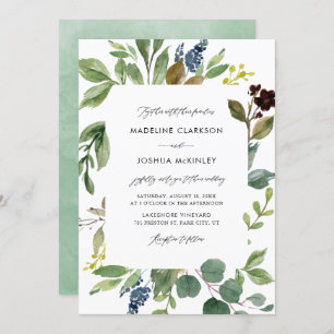 Watercolor Botanical Greenery Wedding Invitation