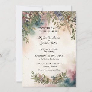 Watercolor Botanical Greenery Wedding Invitation