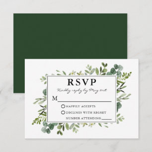 Watercolor Botanical Greenery Wedding RSVP Card