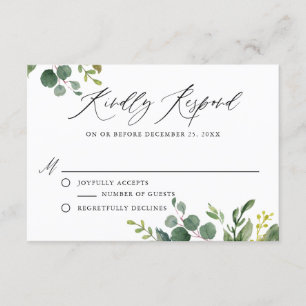 Watercolor Botanical Greenery Wedding RSVP Enclosure Card