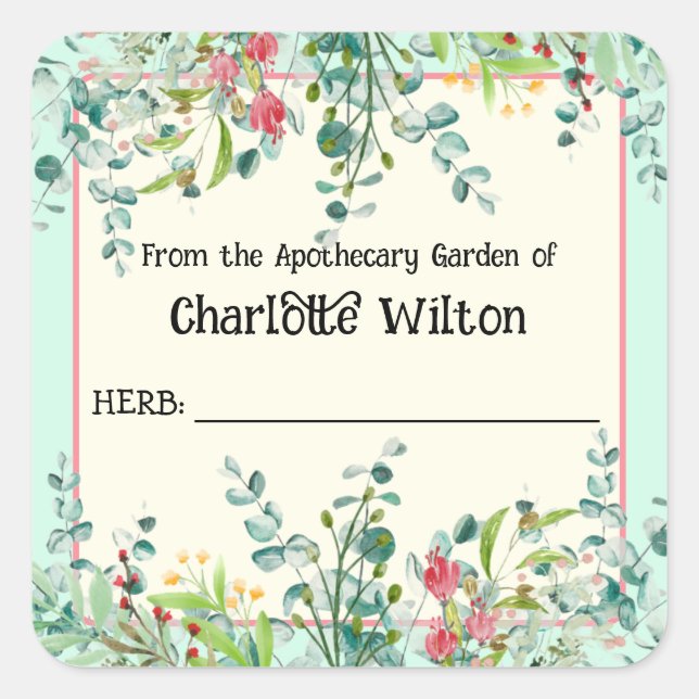 Watercolor Botanical Herb Garden Product Label (Front)