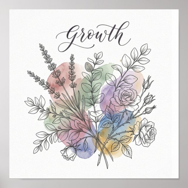 Watercolor Botanical Illustration Square Poster (Front)