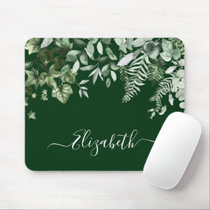 Watercolor Botanical Ivy Sage Ferns Green Mouse Mat