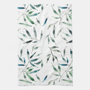 watercolor botanical kitchen towel