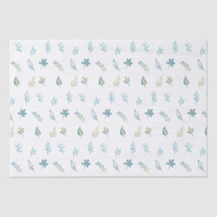 watercolor botanical leaves simple birthday party tissue paper