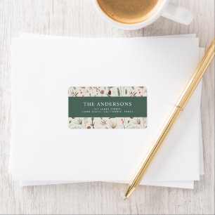 Watercolor botanical modern minimal sage green label