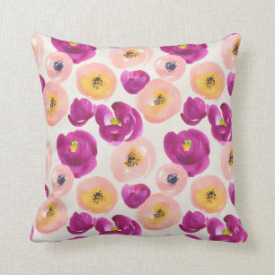 Watercolor Botanical Pattern Cushion