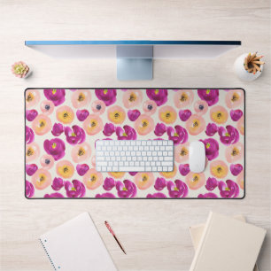 Watercolor Botanical Pattern Desk Mat