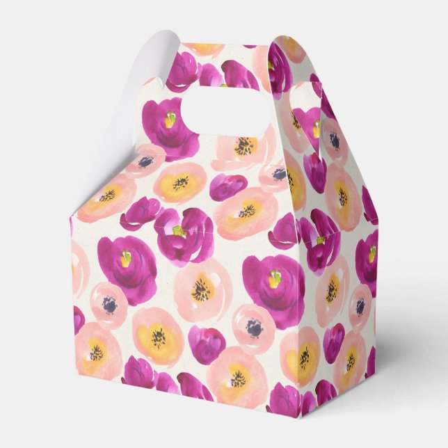 Watercolor Botanical Pattern Favour Box (Front Side)