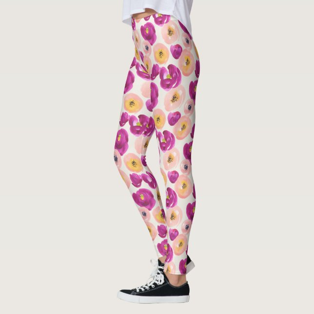 Watercolor Botanical Pattern Leggings (Left)