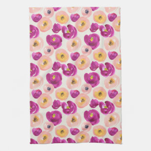 Watercolor Botanical Pattern Tea Towel