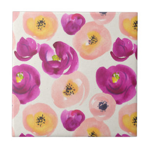 Watercolor Botanical Pattern Tile