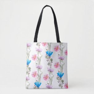 Watercolor botanical pattern tote bag