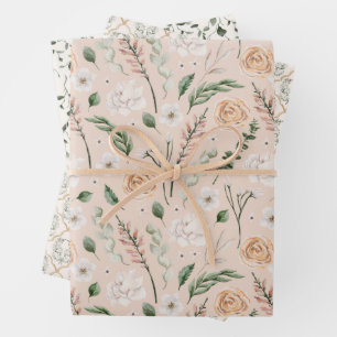 Watercolor Botanical Pattern Wedding Wrapping Paper Sheet