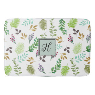 "Watercolor Botanical Personalised Bath Mat