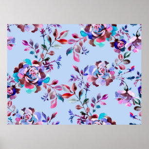 Watercolor botanical seamless pattern. Hand drawn  Poster