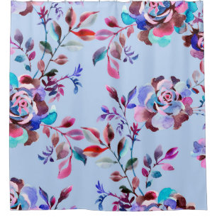 Watercolor botanical seamless pattern. Hand drawn Shower Curtain