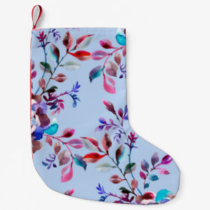 Watercolor botanical seamless pattern. Hand drawn Small Christmas Stocking