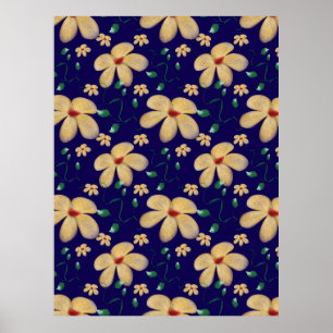 Watercolor Botanical Seamless Pattern Poster